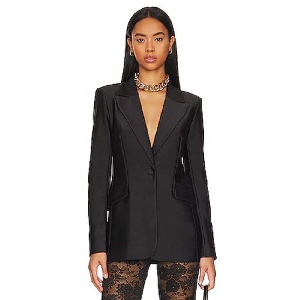 GOOD AMERICAN Black Disco Sculpted Blazer Jacket Women's 3XL Single‎ Snap Button